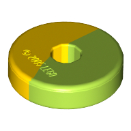 Visuel indicatif Rebrickable de Projectile, Disque d'arme 2 x 2 avec motif Marbré Jaune (Projectile, Weapon Disc 2 x 2 with Marbled Yellow Pattern)