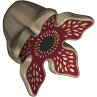 Tête de créature, Demogorgon avec intérieur rouge foncé, motif imprimé beige Dents (Minifig Creature Head, Demogorgon with Dark Red Inside, Tan Teeth Print)
