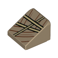 Visuel indicatif Rebrickable de Brique inclinée 30° 1 x 1 x 2/3 avec tissu, motif imprimé corde beige/sangles (Brick Sloped 30° 1 x 1 x 2/3 with Cloth, Tan Rope/Straps Print)