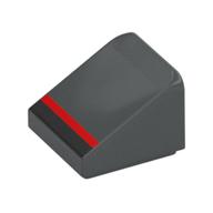 Visuel indicatif Rebrickable de Brique inclinée 30° 1 x 1 x 2/3 avec motif imprimé noir/rouge (Brick Sloped 30° 1 x 1 x 2/3 with Black/Red Stripe Print)
