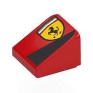 Visuel indicatif Rebrickable de Brique inclinée 30° 1 x 1 x 2/3 avec logo Ferrari, motif imprimé Triangle noir (Brick Sloped 30° 1 x 1 x 2/3 with Ferrari Logo, Black Triangle Print)
