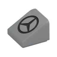 Visuel indicatif Rebrickable de Brique inclinée 30° 1 x 1 x 2/3 avec motif imprimé logo mercedes gris bleu foncé (Brick Sloped 30° 1 x 1 x 2/3 with Dark Bluish grey Mercedes Logo Print)