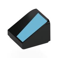 Visuel indicatif Rebrickable de Brique inclinée 30° 1 x 1 x 2/3 avec motif imprimé de forme moyenne azur (Brick Sloped 30° 1 x 1 x 2/3 with Medium Azure Shape Print)