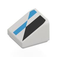 Visuel indicatif Rebrickable de Brique inclinée 30° 1 x 1 x 2/3 avec motif imprimé noir/azur foncé (Brick Sloped 30° 1 x 1 x 2/3 with Black/Dark Azure Shapes Print)
