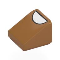 Visuel indicatif Rebrickable de Brique inclinée 30° 1 x 1 x 2/3 avec demi ovale blanc (orteil) motif imprimé (Brick Sloped 30° 1 x 1 x 2/3 with White Half Oval (Toe) Print)