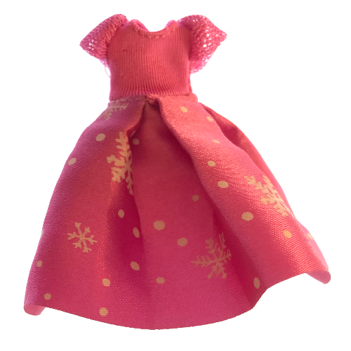 Belville, robe, Enfant, long, manches courtes Net, Jupe rose avec motif flocon de neige blanc (Belville, Dress, Child, Long, Short Net Sleeves, Pink Skirt with White Snowflake Pattern)