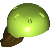 Visuel indicatif Rebrickable de Cheveux et casque, mi-longueur avec motif de casque de vélo de vert citron (Hair and Helmet, Mid-Length with Lime Bike Helmet Pattern)