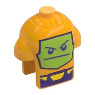 Tête de minifigurine Spécial, armure de robot avec écran à la vert citron, visage pourpre foncé, motif : ceinture (Minifig Head Special, Robot Armor with Lime Screen, Dark Purple Face, Belt Print)
