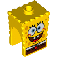 Tête de minifigurine Spécial, Bob l'éponge avec motif imprimé heureux (Minifig Head Special, SpongeBob with Happy Print)