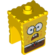 Tête de minifigurine Spéciale, Bob l'éponge avec motif imprimé bouche tournée vers le bas (Minifig Head Special, SpongeBob with Open Downturned Mouth Print)