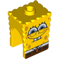 Tête de minifigurine Spécial, Bob l'éponge avec des yeux semi-ouverts motif imprimé (Minifig Head Special, SpongeBob with Half-Open Eyes Print)