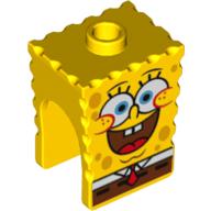 Tête de minifigurine Spécial, Bob l'éponge avec grand motif imprimé ouvert sourire (Minifig Head Special, SpongeBob with Open Smile Large Print)