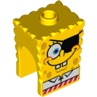 Tête de minifigurine Spécial, Bob l'éponge avec motif imprimé cache-œil (Minifig Head Special, SpongeBob with Eyepatch Print)