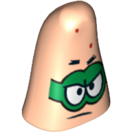 Tête de minifigurine spéciale, étoile de mer avec masque vert vif motif imprimé (patrick) (Minifig Head Special, Starfish with Bright Green Mask Print (Patrick))