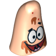 Tête de minifigurine spéciale, étoile de mer avec bouche ouverte et crème glacée éclats motif imprimé (patrick) (Minifig Head Special, Starfish with Open Mouth and Ice Cream Splotches Print (Patrick))