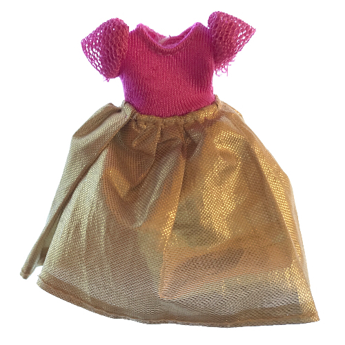 Belville, robe, Enfant, long, manches courtes, Jupe dorée (Belville, Dress, Child, Long, Short Net Sleeves, Gold Skirt)