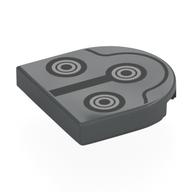 Visuel indicatif Rebrickable de Tuile ronde Motif imprimé 2 x 2 demi-cercles avec cercles noirs/argentés (masque soldat des neiges) (Tile Round 2 x 2 Half Circle with Black/Silver Circles (Snowtrooper Mask) Print)