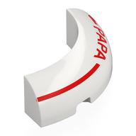 Visuel indicatif Rebrickable de Brique ronde coin 4 x 4 x 1 avec ligne rouge, motif imprimé 'PAPA' (Brick Round Corner 4 x 4 x 1 with Red Line, 'PAPA' Print)