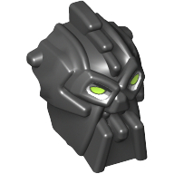 Tête de minifigurine spéciale, inika toa nuparu avec motif imprimé yeux de vert citron (Minifig Head Special, Inika Toa Nuparu with Lime Eyes Print)