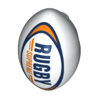 Visuel indicatif Rebrickable de Ballon de rugby sportif avec motif imprimé 'RUGBY SUPREME' (Sports Rugby Ball with 'RUGBY SUPREME' Print)