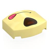 Visuel indicatif Rebrickable de Brique ronde 3 x 4, triple courbe, pas de tenons avec nez brun noir / rougeâtre, bouche avec motif imprimé langue (Brick Round 3 x 4, Curved Triple, No Studs with Black/Reddish Brown Nose, Mouth with Tongue Print)