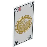 Visuel indicatif Rebrickable de Verre pour fenêtre 1 x 4 x 6 avec bordure noire de style asiatique et montagne d'or avec motif imprimé arbres (Glass for Window 1 x 4 x 6 with Asian Style Black Border and Gold Mountain with Trees Print)