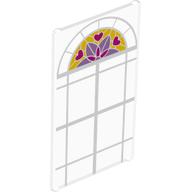 Visuel indicatif Rebrickable de Verre pour fenêtre 1 x 4 x 6 avec motif imprimé fleurs blanches, cœurs magenta et lavande moyen et magenta stylisé (Glass for Window 1 x 4 x 6 with White Lattice, Magenta Hearts and Medium Lavender and Magenta Stylized Flower Print)