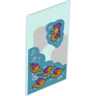 Visuel indicatif Rebrickable de Verre pour fenêtre 1 x 4 x 6 avec 5 hippocampes, motif imprimé bulles d'eau et d'air (Glass for Window 1 x 4 x 6 with 5 Seahorses, Water and Air Bubbles Print)