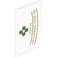 Visuel indicatif Rebrickable de Verre pour fenêtre 1 x 4 x 6 avec le logo vétérinaire 'Dr. Jones Animal Care' (Glass for Window 1 x 4 x 6 with 'Dr. Jones Animal Care' Veterinarian Logo)
