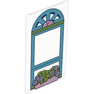 Visuel indicatif Rebrickable de Verre pour fenêtre 1 x 4 x 6 avec fenêtre bleue moyenne, motif imprimé de panier de plantes de lavande (Glass for Window 1 x 4 x 6 with Medium Blue Window, Lavender Plant Basket Print)