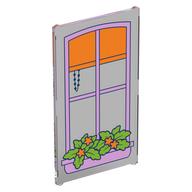 Visuel indicatif Rebrickable de Verre pour fenêtre 1 x 4 x 6 avec fenêtre en lavande, rideau orange, motif imprimé plantes (Glass for Window 1 x 4 x 6 with Lavender Window, Orange Curtain, Plants Print)