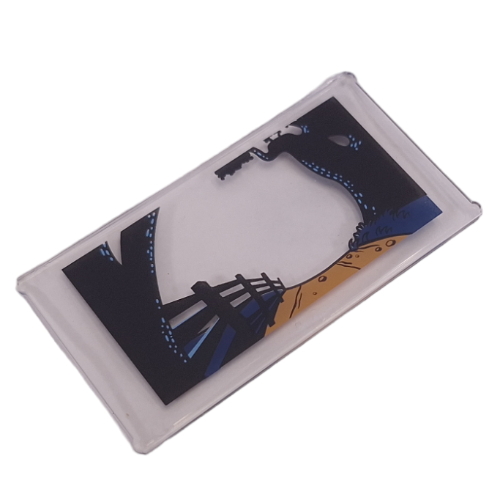 Visuel indicatif Rebrickable de Verre pour fenêtre 1 x 4 x 6 avec cel avec des arbres noirs, clôture, chemin de terre (Glass for Window 1 x 4 x 6 with Cel with Black Trees, Fence, Dirt Road)