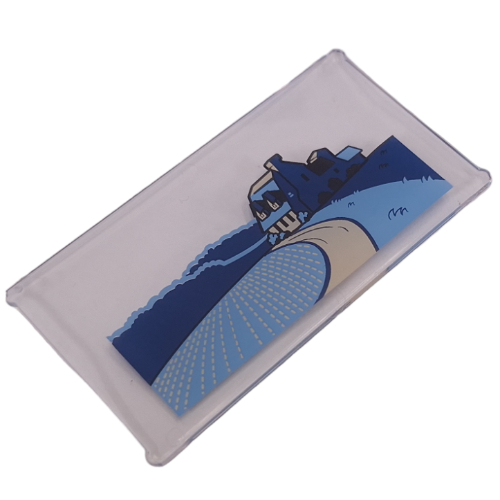 Visuel indicatif Rebrickable de Verre pour fenêtre 1 x 4 x 6 avec cel lumineux bleu clair / noir / beige maison sur route, champs motif imprimé (Glass for Window 1 x 4 x 6 with Cel with Bright Light Blue/Black/Tan House on Road, Fields Print)