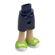 Visuel indicatif Rebrickable de Mini-poupée bassin et mi-longueur court avec jambes chaudes, chaussures à la vert citron, lacets blanches, semelles imprimé (Minidoll Hips and Mid-Length Shorts with Warm Tan Legs, Lime Shoes, White Laces, Soles Print)