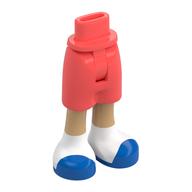 Bassin mini-poupée et short mi-long avec jambes chaudes, chaussures blanches/bleues motif imprimé (Minidoll Hips and Mid-Length Shorts with Warm Tan Legs, White/Blue Shoes Print)