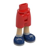 Mini-poupées bassin et short mi-longues aux jambes chaudes, chaussures bleu foncé, lacets gris bleuté clair, chaussettes imprimées (Minidoll Hips and Mid-Length Shorts with Warm Tan Legs, Dark Blue Shoes, Light Bluish Grey Laces, Socks Print)