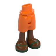 Mini-poupée bassin et mi-longueur court avec jambes brun rougeâtre, sandales vert foncé motif imprimé (Minidoll Hips and Mid-Length Shorts with reddish Brown Legs, Dark Green Sandals Print)