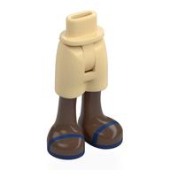 Visuel indicatif Rebrickable de Mini-poupée bassin et mi-longueur court avec jambes marron ombre, sandales bleu foncé motif imprimé (Minidoll Hips and Mid-Length Shorts with Umber Brown Legs, Dark Blue Sandals Print)