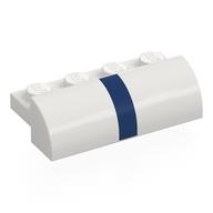 Visuel indicatif Rebrickable de Brique courbée 2 x 4 x 1 avec motif imprimé à rayures bleu foncé (Brick Curved 2 x 4 x 1 with Dark Blue Stripe Print)