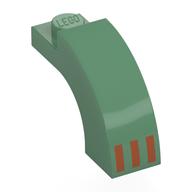Visuel indicatif Rebrickable de Brique Arche 1 x 3 x 1 2/3 supérieure incurvée avec 3 bandes orange foncé motif imprimé (Brick Arch 1 x 3 x 1 2/3 Curved Top with 3 Dark Orange Stripes Print)