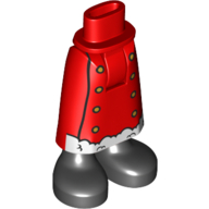 Visuel indicatif Rebrickable de Mini-poupée bassin et jupe avec chevilles, costume de père Noël rouge, boutons dorés, motif imprimé fourrure blanche (Minidoll Hips and Skirt with Ankles, Red Santa Suit, Gold Buttons, White Fur Print)