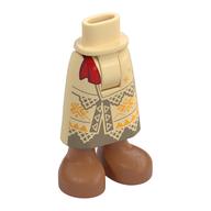 Visuel indicatif Rebrickable de Mini-poupée bassin et jupe avec chevilles avec jupe beige foncé, décorations orange clair lumineux, garniture de ceinture rouge (Minidoll Hips and Skirt with Ankles with Dark Tan Skirt, Bright Light Orange Decorations, Red Sash Trim)