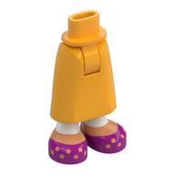 Visuel indicatif Rebrickable de Mini-poupée bassin et jupe avec chevilles avec pantalon blanc, jambes de nougat moyen, chaussures magenta avec motif imprimé de points orange (Minidoll Hips and Skirt with Ankles with White Pants, Medium Nougat Legs, Magenta Shoes with Orange Dots Print)