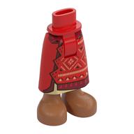 Visuel indicatif Rebrickable de Mini-poupée bassin et jupe avec chevilles avec décorations beige, garniture rouge foncé, motif imprimé pieds marron de Sienne (Minidoll Hips and Skirt with Ankles with Tan Decorations, Dark Red Trim, Siena Brown Feet Print)