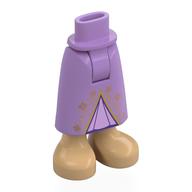 Visuel indicatif Rebrickable de Mini-poupée bassin et jupe avec des chevilles exposées avec sous-vêtement lavande, étoiles d'or, chaud beige chaussures motif imprimé (Minidoll Hips and Skirt with Exposed Ankles with Lavender Underdress, Gold Stars, Warm Tan Shoes Print)