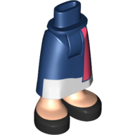 Visuel indicatif Rebrickable de Mini-poupée bassin et jupe avec chevilles robe bleu foncé / blanc, ceinture de corail (Minidoll Hips and Skirt with Ankles Dark Blue/White Dress, Coral Sash)