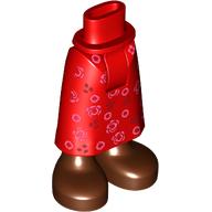 Mini-poupée bassin et jupe avec des chevilles avec robe rouge, fleurs rouge foncé/rose, bottines brun rougeâtre imprimé (Minidoll Hips and Skirt with Ankles with Red Dress, Dark Red/Pink Flowers, Reddish Brown Boots Print)