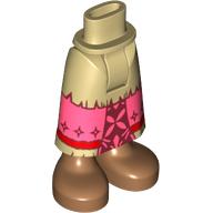 Visuel indicatif Rebrickable de Mini-poupée bassin et jupe avec chevilles, panneau de corail avec motif imprimé cravates (Minidoll Hips and Skirt with Ankles, Coral Panel with Ties Print)
