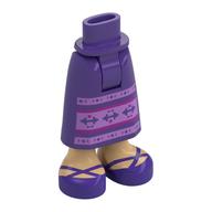 Mini-poupée bassin et jupe aux chevilles apparentes avec jambes de nougat, chaussures violet foncé, motifs imprimés lavande/magenta (Minidoll Hips and Skirt with Exposed Ankles with Nougat Legs, Dark Purple Shoes, Lavender/Magenta Decorations Print)