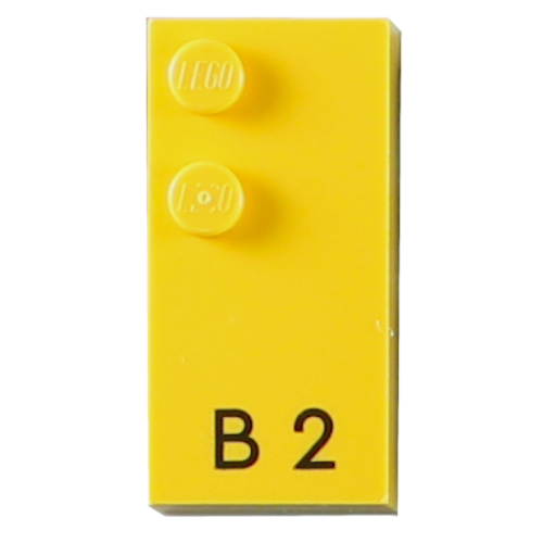 Visuel indicatif Rebrickable de Braille brique 2 x 4 avec 2 motifs imprimés tenons ⠃ et 'B 2' (Braille Brick 2 x 4 with 2 Studs ⠃ and 'B 2' Print)